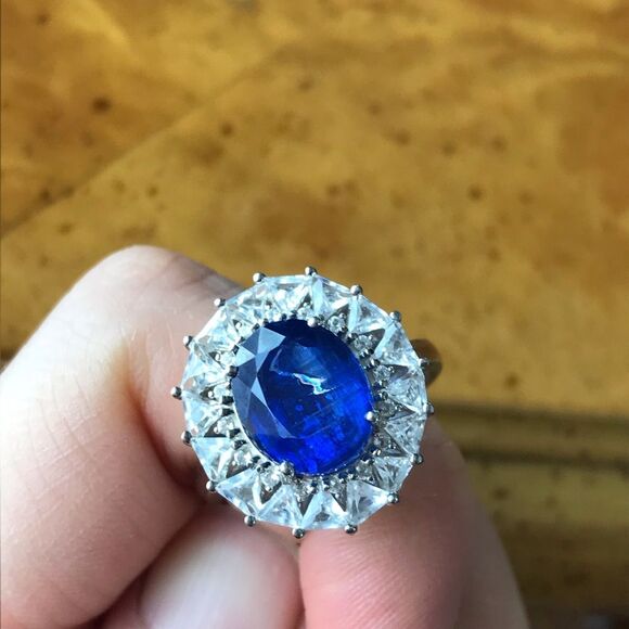 Natural Blue Kyanite Sterling Silver Cocktail Ring Discounted - Picture 12 of 14